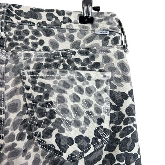 Mother Jeans Womens 25 Mid Rise Dazzler In Play Date Cheetah Cream Black - Picture 5 of 11